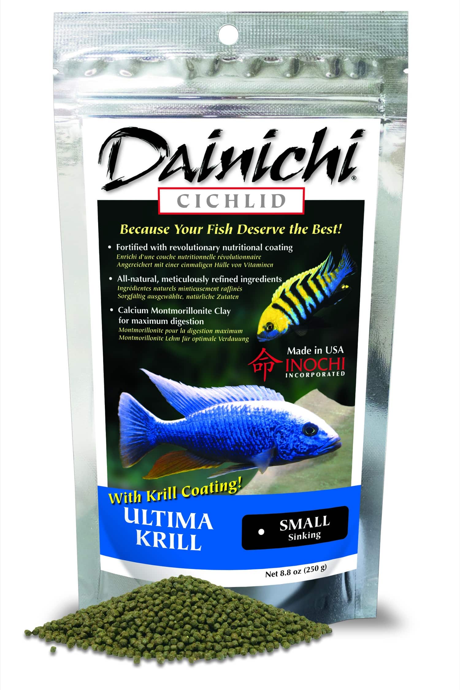 Dainichi Ultima Krill Fish Food, Floating Pellets, Small 3mm, 250g – Aqua  Premium