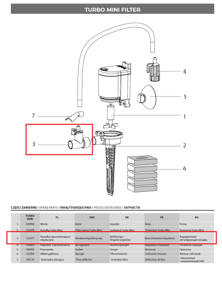 Aquael Turbo Mini Aeration/Regulating Cap