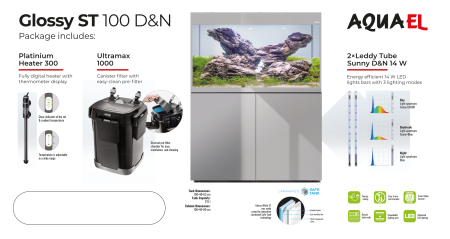Aquael Glossy 100 Grey Package 215Lt