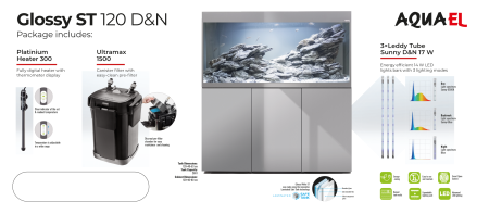 Aquael Glossy 120 Grey Package 260Lt